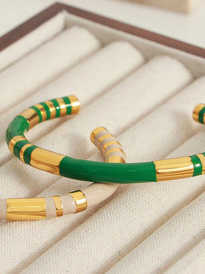 Enamel Titanium Steel Cuff Bracelet