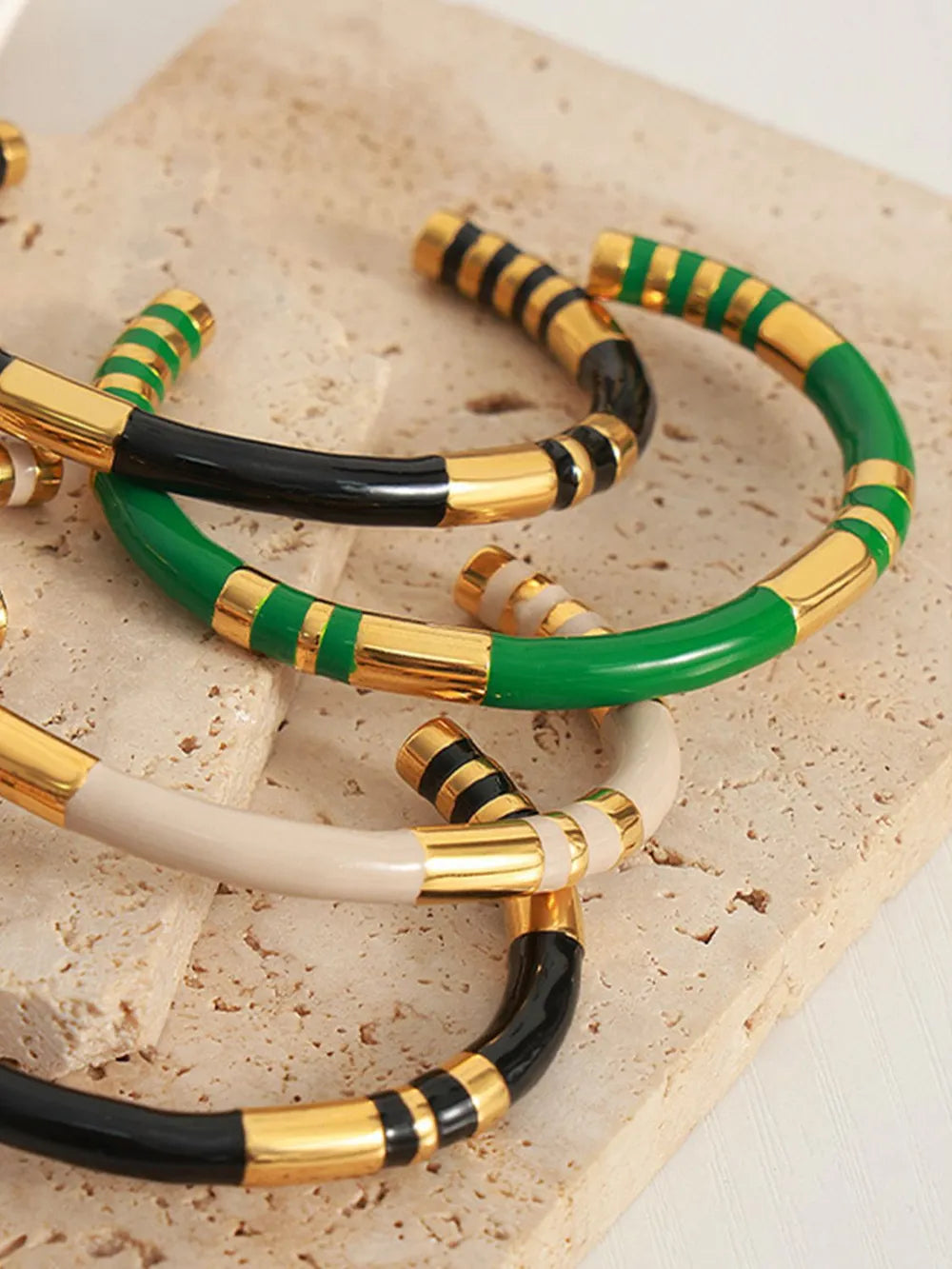 Enamel Titanium Steel Cuff Bracelet